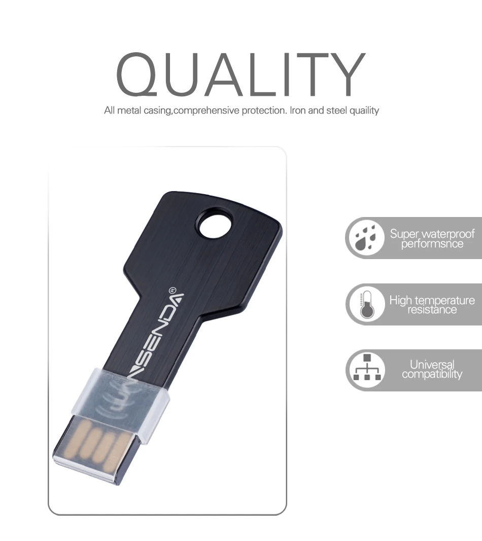 Wansenda usb флеш-накопитель в форме ключа, водонепроницаемая ручка-накопитель, 4 ГБ, 8 ГБ, 16 ГБ, 32 ГБ, 64 ГБ, реальная емкость, USB 2,0, флешка, флеш-карта памяти
