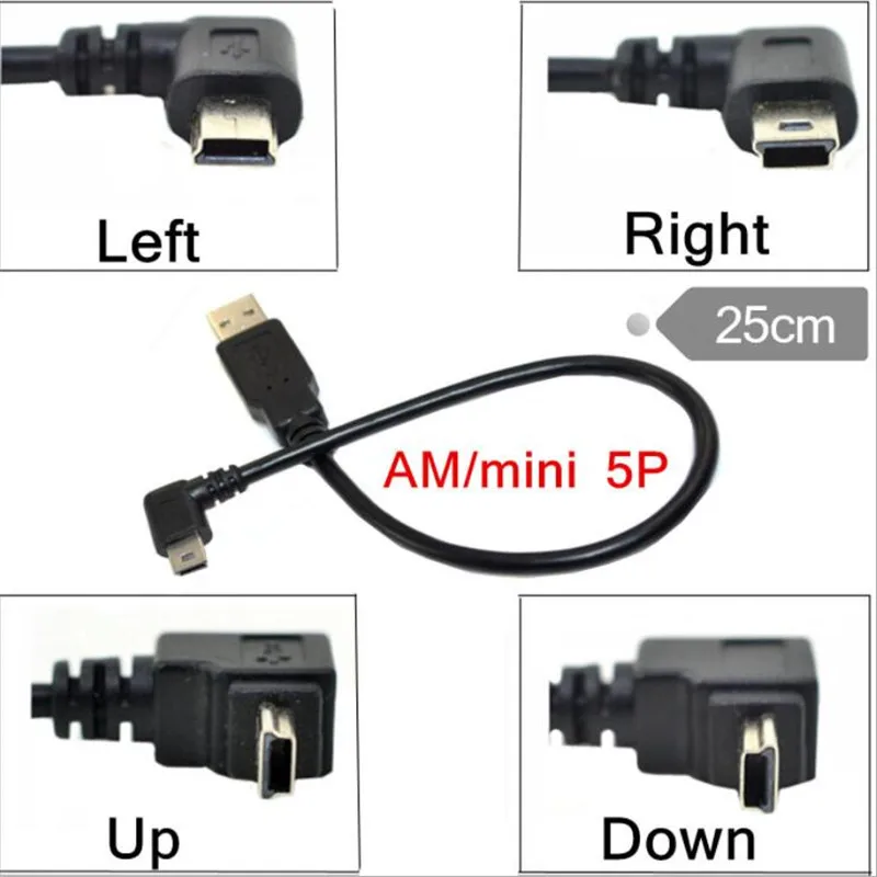 USB 2 0 штекер Mini B Тип 5pin 90 градусов вверх и вниз влево вправо Угловой Мужской кабель