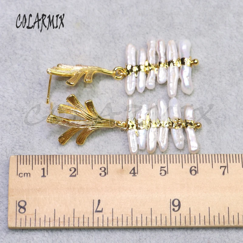 

5 pairs Tree shrew earrings pearl earrings plated golden colors earrings dangle earrings wholesale jewelry 9239