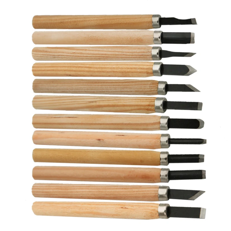 12Pcs 12 шт./8 шт./6 шт. профессиональный нож для резьбы по дереву набор ручных инструментов для основной детальной резьбы по дереву Gouge GYH - Тип лезвия: 12Pcs