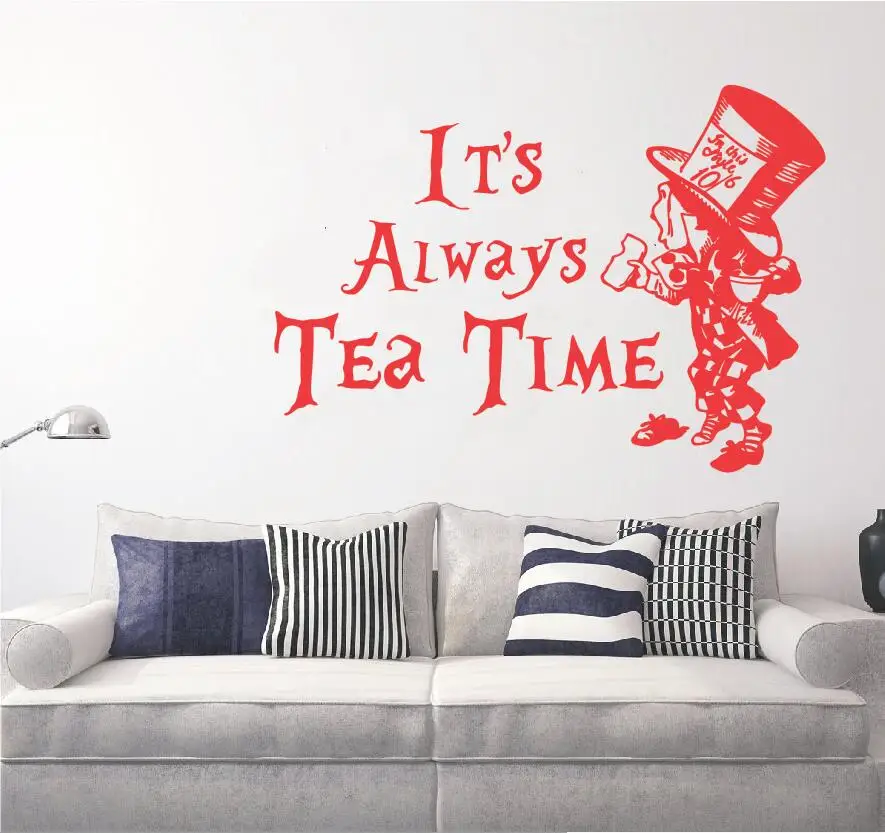 Наклейка на стену с цитатой Алиса в стране чудес Безумный Хэттер это всегда время