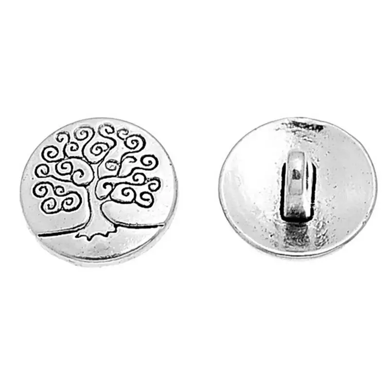 

20pcs 14.5mm Metal Buttons Silver Color Tree Pattern Carved Sewing Accessories For Scrapbooking Clothing DIY Decor