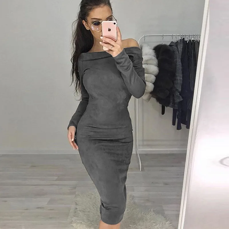 Женское Замшевое платье BornToGirl серое коричневое зеленое красное сексуальное с