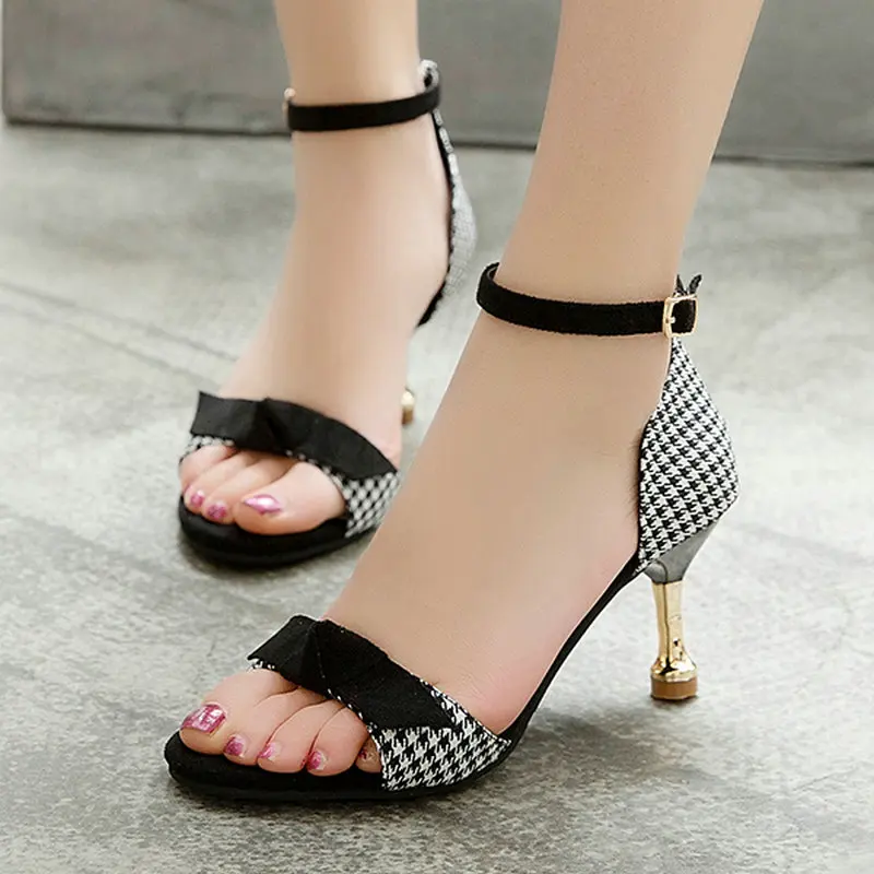 Женские Классические босоножки на высоком каблуке элегантные с бантом туфли