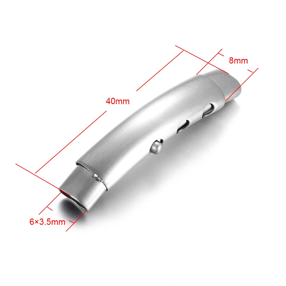 Hole 6x3mm 2 шт., нержавеющая сталь, регулируемая байонетная застежка, 6*3 мм, отверстие, изогнутая кисть, трубка, плоский кожаный шнур, застежки, сделай сам, браслет, изготовление ювелирных изделий - Цвет: Hole 6x3mm
