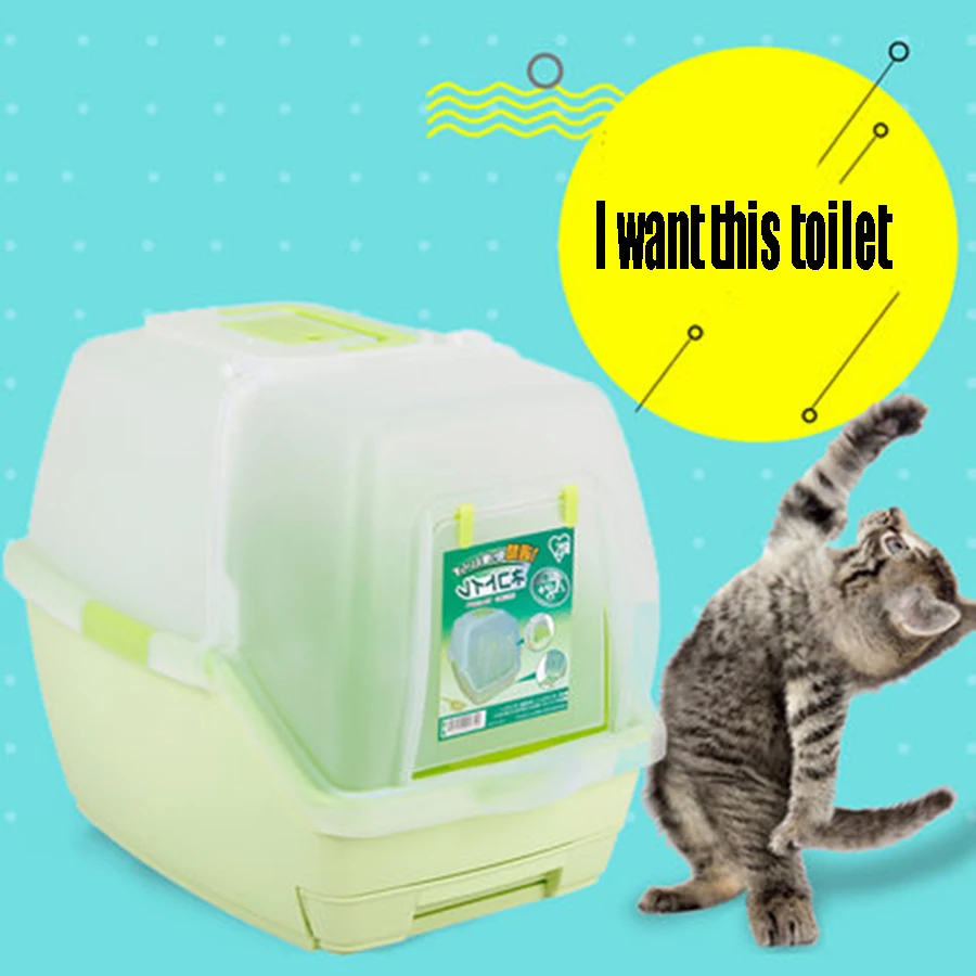 Enclosed Large Pet Cat Toilet Sand Box Resin Litter Training Plastic Tray WC Luxury Mascotas Supply 90Z2109 |