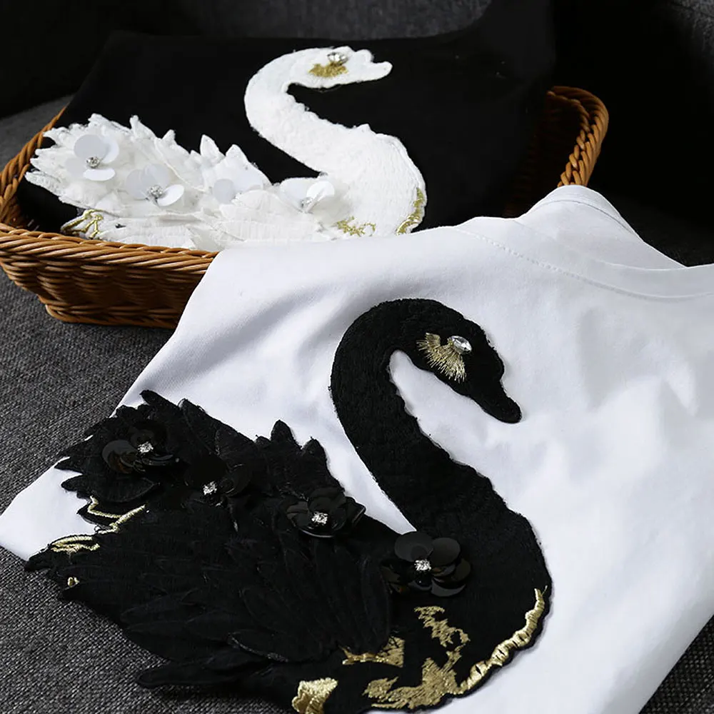 Женская свободная футболка с коротким рукавом Повседневная Длинная черная