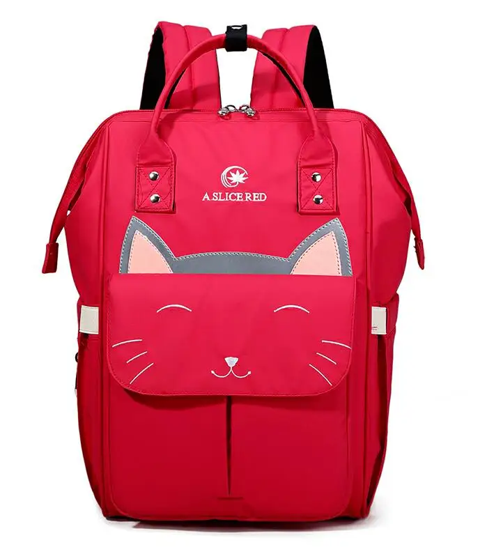 smile cat red Рюкзак Mommy Bag большой мешок пеленки детские Организатор для беременных Водонепроницаемый кормящих сумка для Детская сумка для путешествий - Цвет: smile cat red