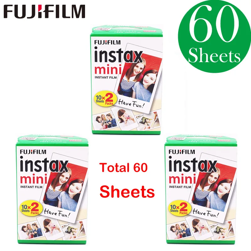 20-100 листов Fujifilm Instax Mini белая пленка мгновенная фотобумага для Instax Mini 8 9 7s 9 70 25 50s 90 камера SP-1 2 камеры - Цвет: 60sheets