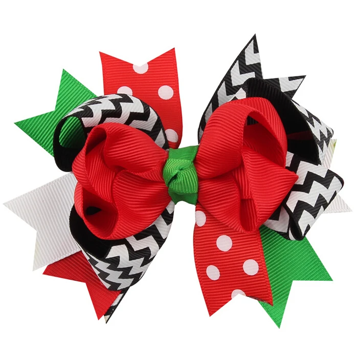 

100pcs Christmas Wave Hair Bow in Green and Red Free Shipping