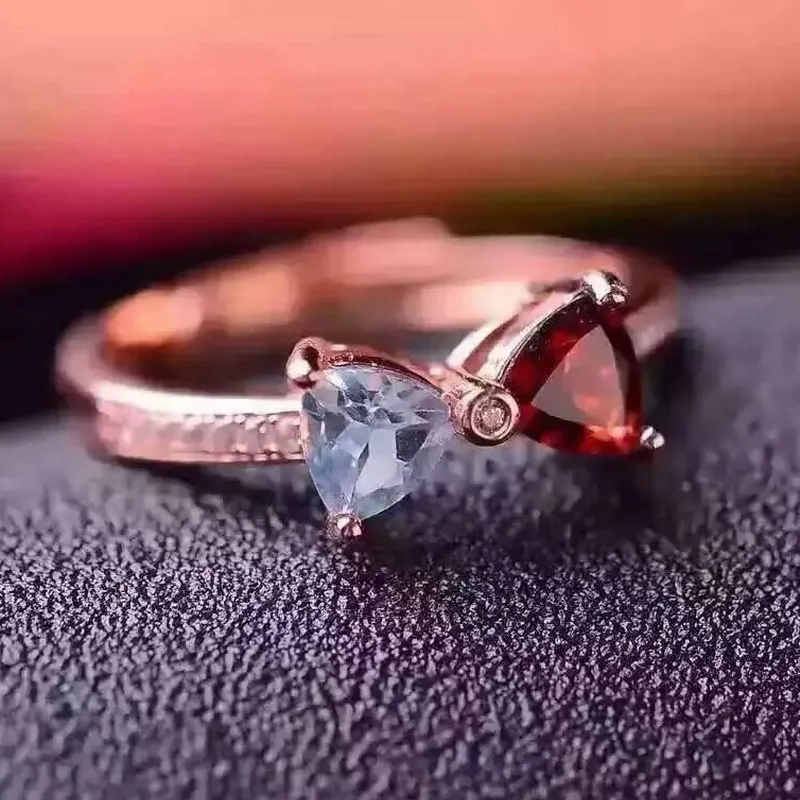 100% натуральный гранат и Топаз кольцо из стерлингового серебра s925 пробы 5 мм