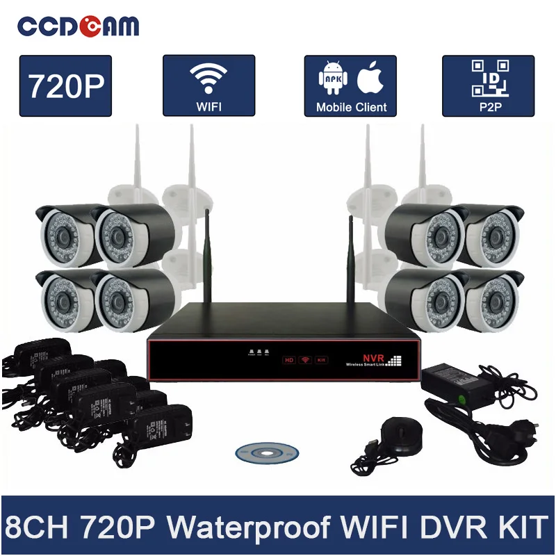 CCDCAM 8CH 720P беспроводной комплект NVR ИК Ночное Видение мини Wi-Fi камера с жестким