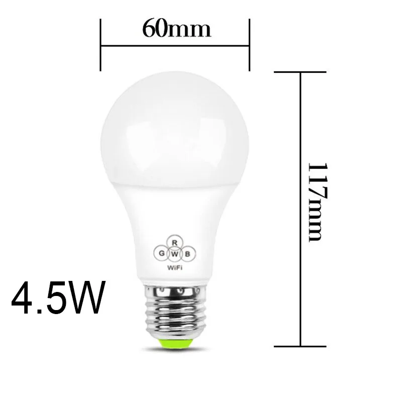 4.5W Wifi-патрон, умный свет лампы E27 диммируемая Светодиодная лампа многоцветная Wake-Up гнездо не требуется Совместимость с Amazon Alexa и Google Assistant - Цвет: 4.5W
