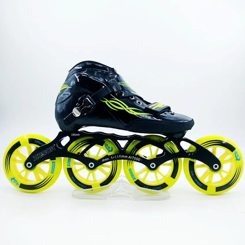 black and yellow Маркус конькобежный спорт обувь для взрослых для мальчиков и девочек Профессиональные коньки прямые скорость линии на роликах - Цвет: black and yellow