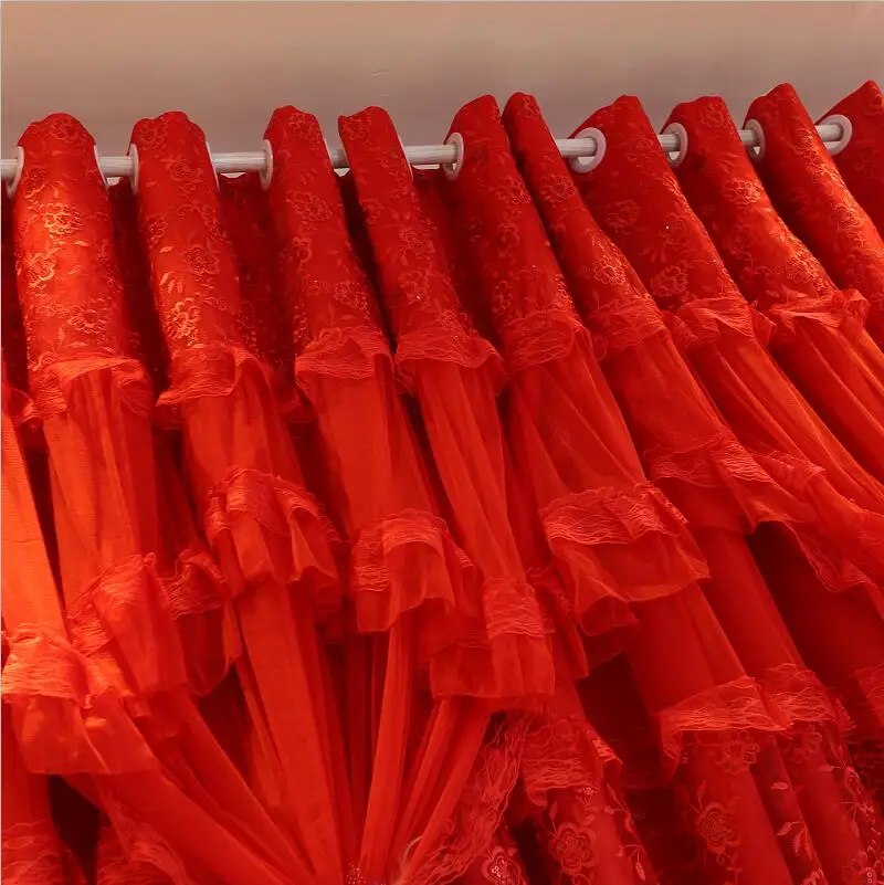Кружевные шторы с вышивкой роскошные красные занавески для гостиной радостные