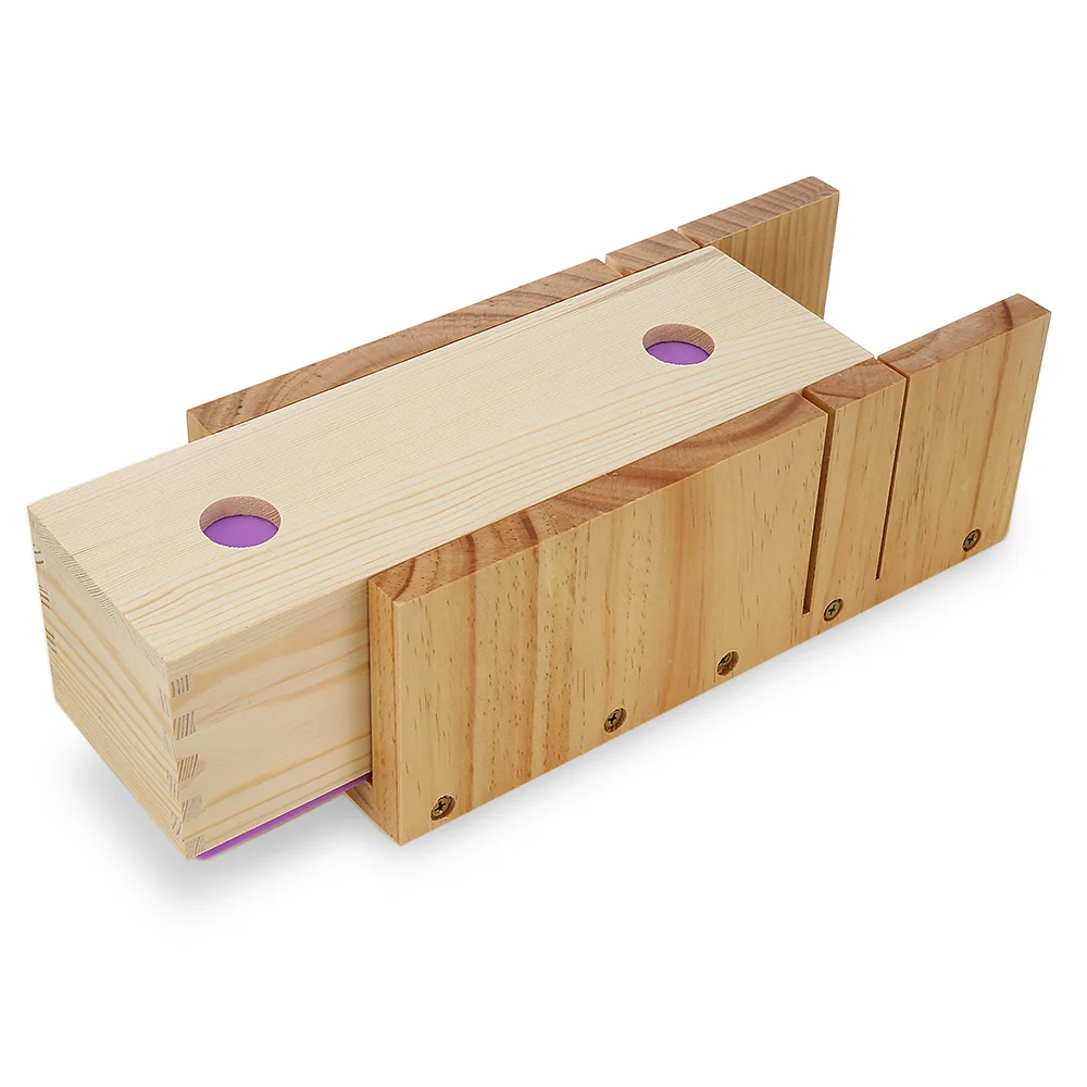 Wooden Soap Loaf Cutter Mold And Rectangle Silicone Mould With Wood Box Food-Grade Silicone Soap Cutter Mold