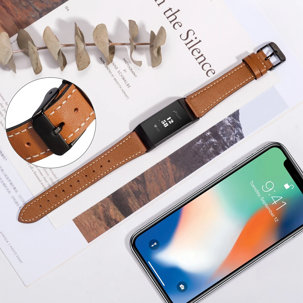 Toyouths тонкий кожаный ремешок для Fitbit заряд 3 полосы Смарт-часы фитнеса аксессуары