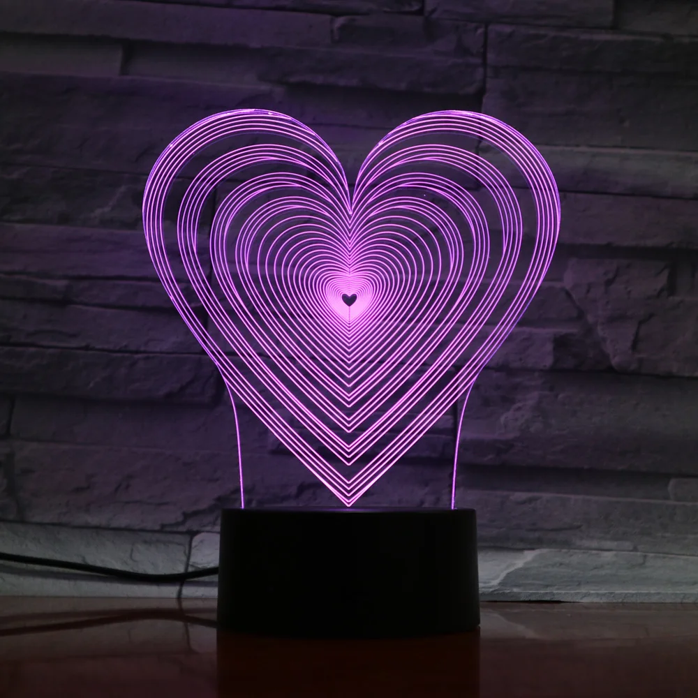 3D световая лампа для любви детские украшения светодиодные rgb ночные светильники
