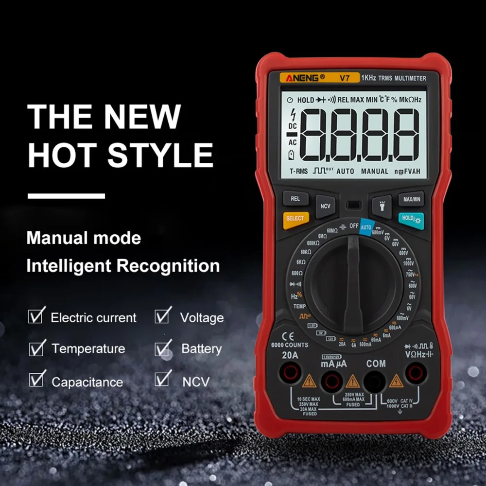 ANENG V7 6000 Counts TRUE RMS Digital Multimeter Square Wave Output Auto Range AC/DC Ammeter Resistance Capacitance Tester | Инструменты
