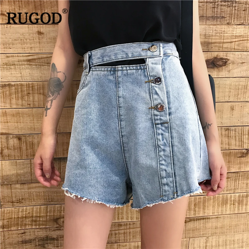 RUGOD 2018 Новый Повседневный консервативный стиль с высокой талией сплошной синий