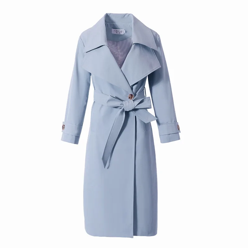 

2019 Women Autumn Long Trench Coat Long Sleeve Elegant Female Loose Windbreaker With Belt Casual Femme Overcoat Outerwear R753