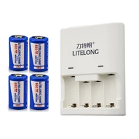 4pcs 880mah 3v cr2 rechargeable lifepo4 battery lithium battery1pcs dedicated charger