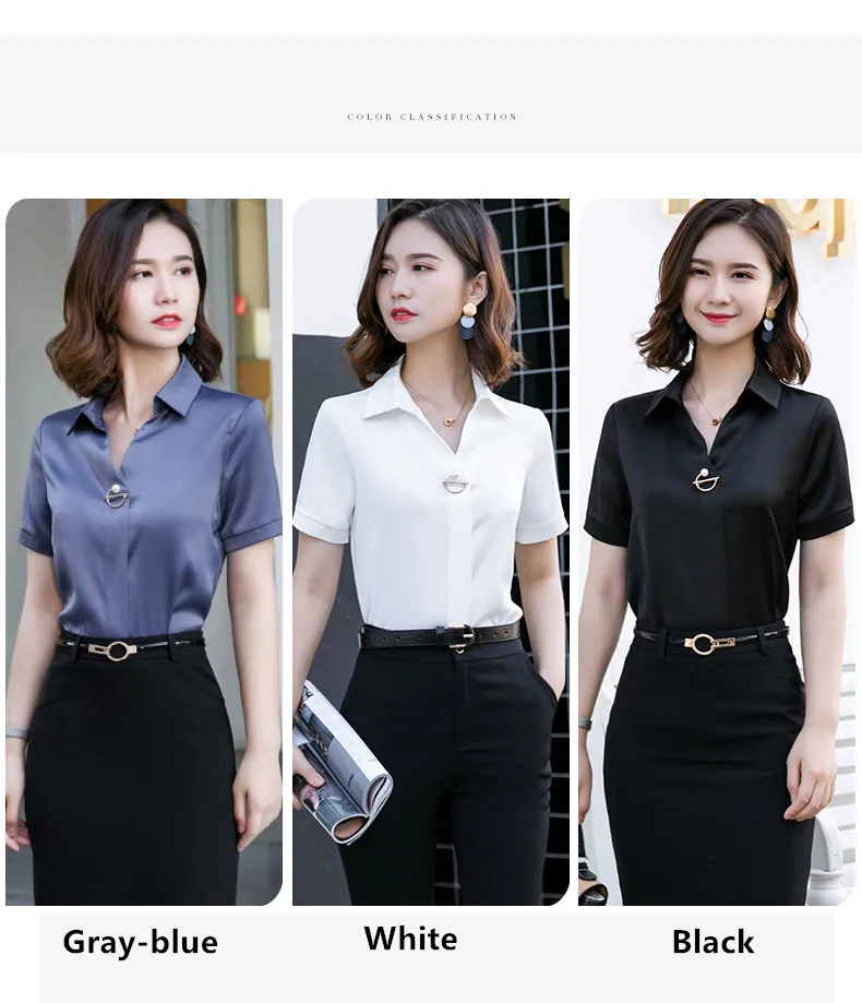 Naviu Новая модная рубашка летние женские топы и блузки с коротким рукавом blusas для офисный официальный для женщин одежда