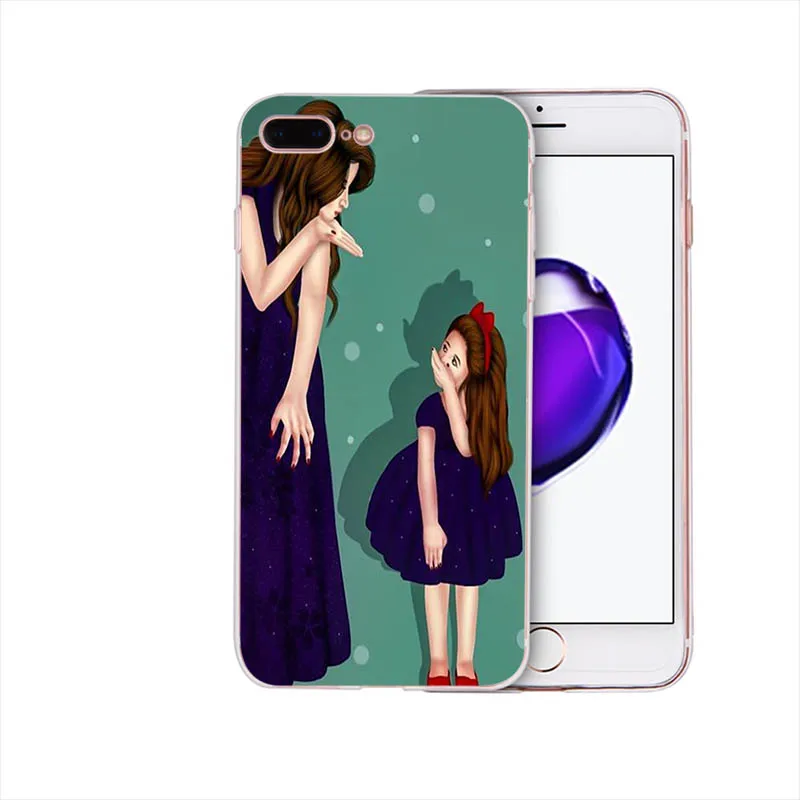 case 16 Мягкий чехол Красивая мама милый ребенок мультфильм дизайн для iphone 7 8 6s 6 plus чехол xs max x xr Coque 5S se 5 Funda - Цвет: case 16