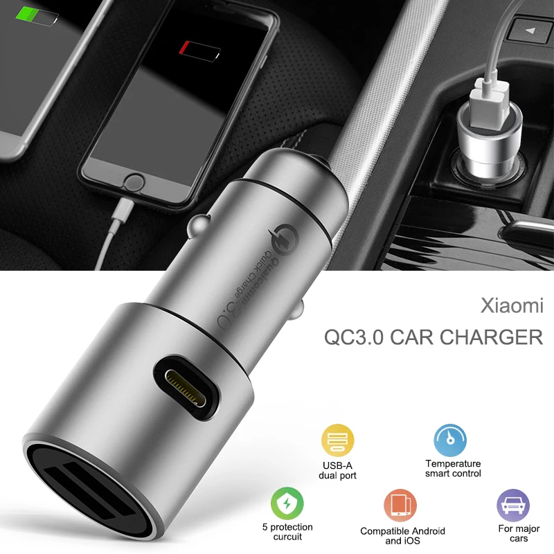 Car Cigarette Lighter QC3.0 X2 Dual USB Quick Charger ABS Metal Smart Control for Mobile Phone | Автомобили и мотоциклы