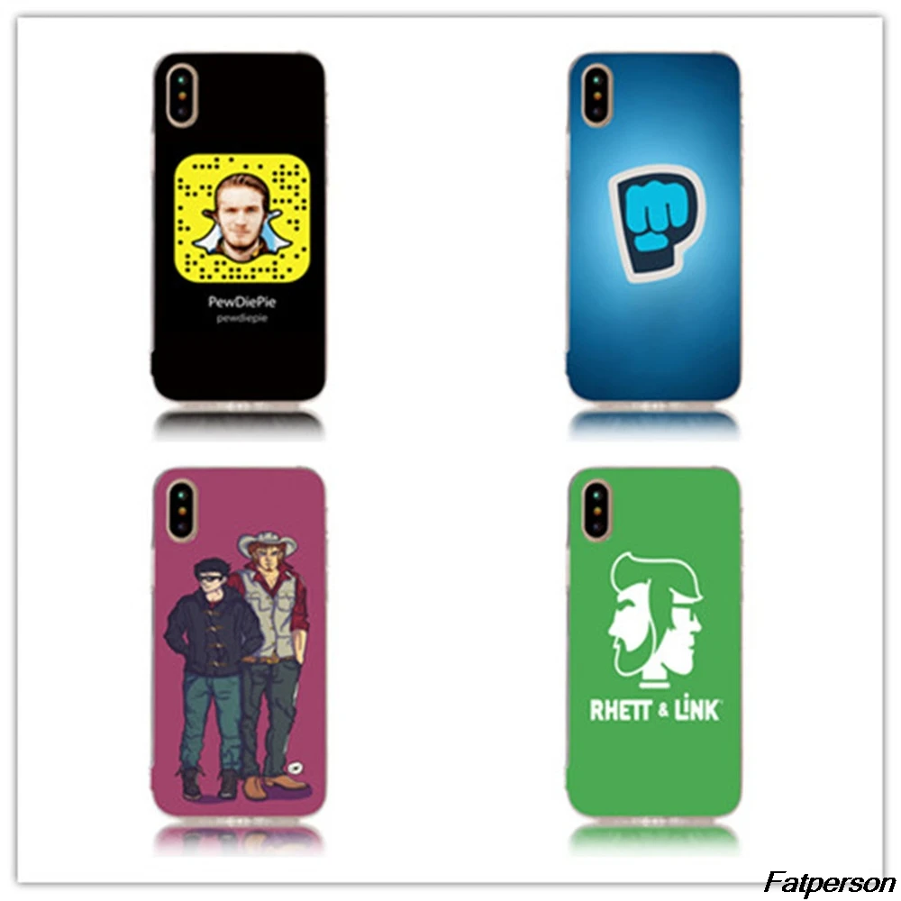 Жесткий прозрачный пластиковый чехол PewDiePie Rhette & Link для Apple iPhone 8 7plus 6splus 6s 6plus X 7 6 5 5s
