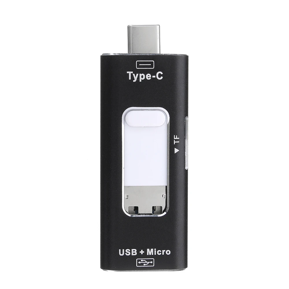 Черный LEORY type-C адаптер 3 в 1 высокоскоростной TF кард-ридер micro sdcard адаптер USB карта памяти OTG для смартфона металл - Цвет: Черный