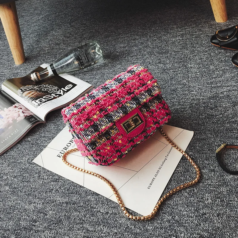 Emarald 2017 новая популярная модная женская шерстяная сумка с цепочками Корейская