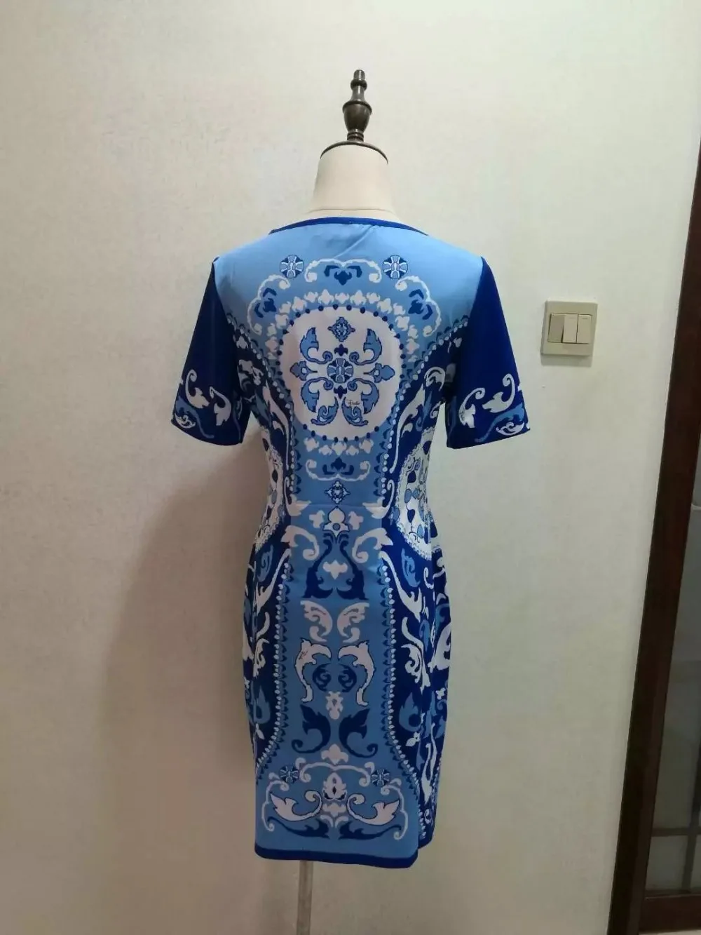 Дизайнер epucci Роскошные бренды женские короткий рукав синий барокко печати