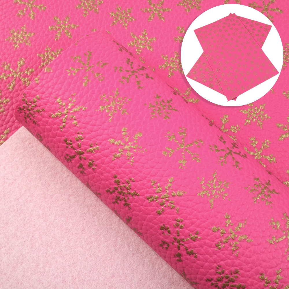 New 20*34cm Gold Foil Litchi Snow Printed Artificial Synthetic Leather For Hair Bow DIY Projects Handbag Shoes,1Yc6930