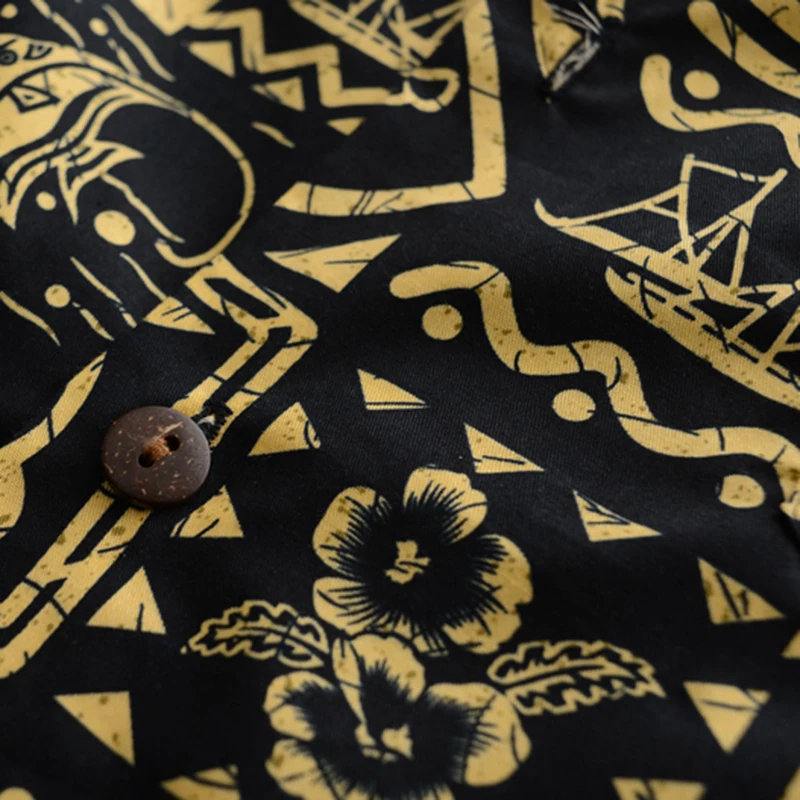 Гавайская Мужская рубашка с цветочным принтом летняя хлопковая желтая футболка