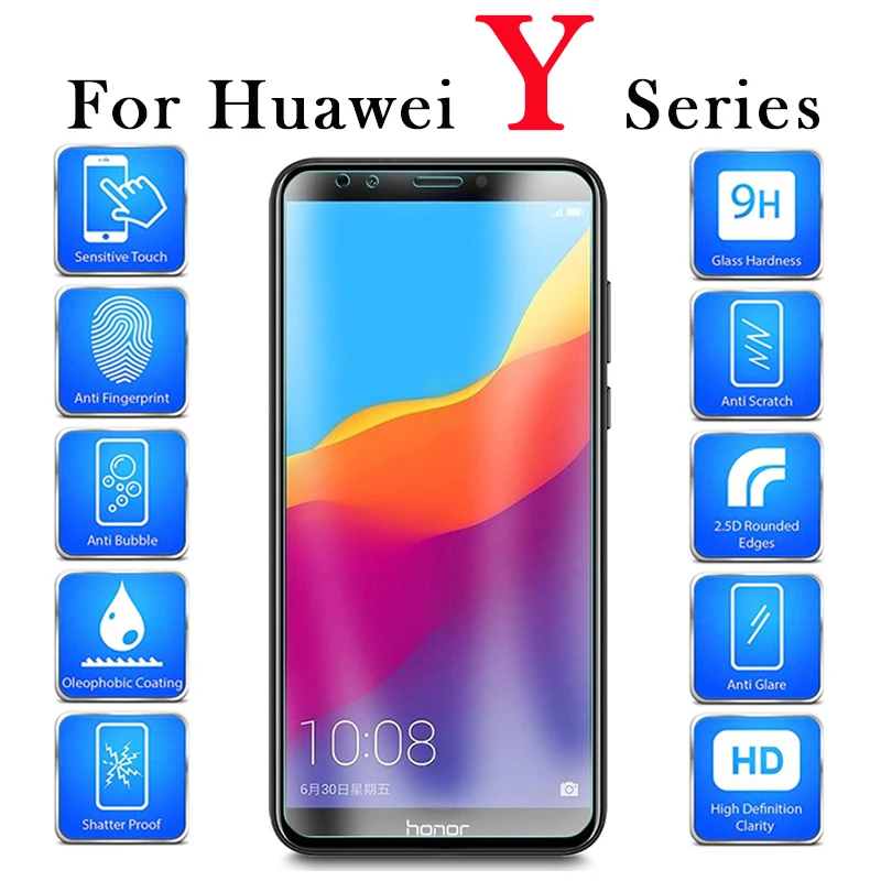 Защитное стекло для huawei y6 y5 y7 prime 2018 Защитная пленка экрана huawey hauwei tremp y3 y9