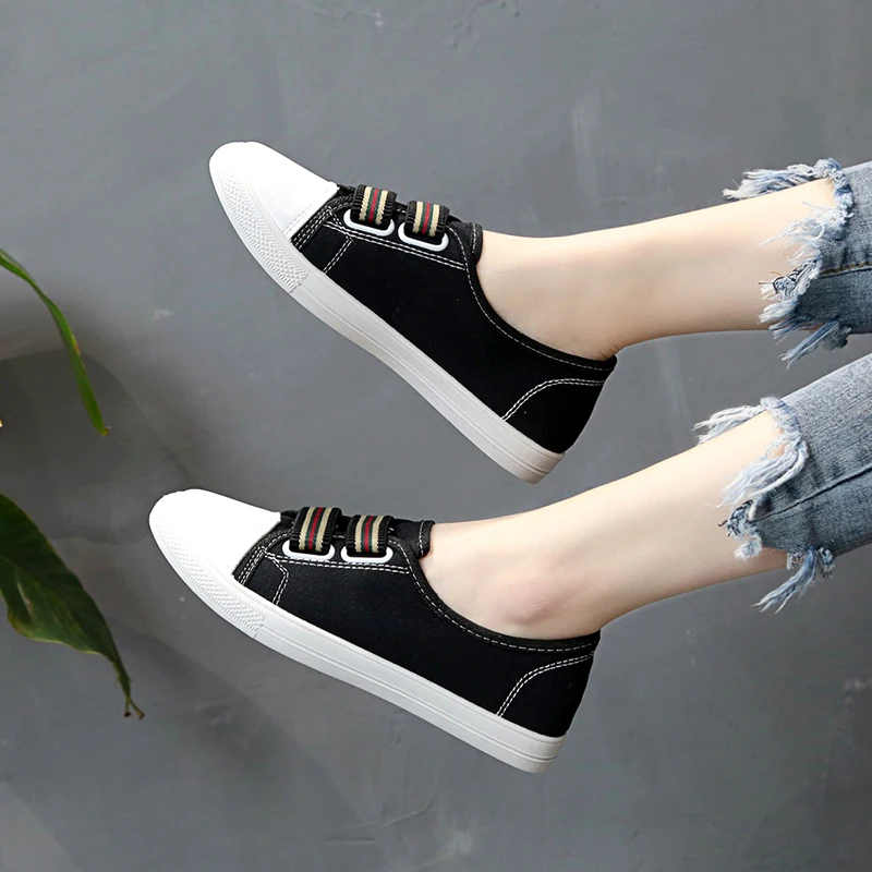 Женская парусиновая обувь Слипоны на платформе Парусиновые лоферы Женские