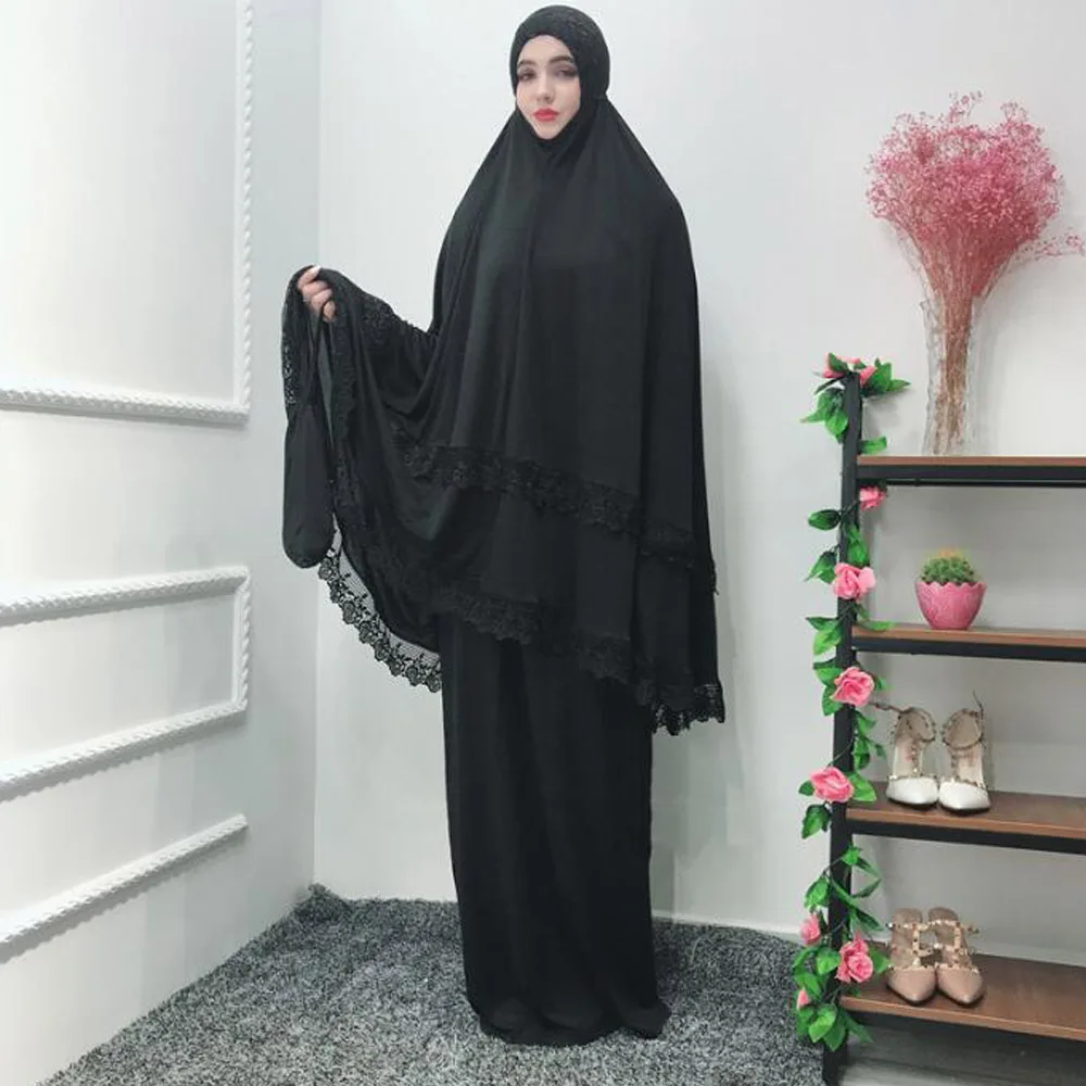 Мусульманский комплект верхнего белья Jilbab хиджаб Молитвенное платье полное