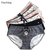 ourblog 5pcs woman underwear cotton sexy panties briefs girls printed cute ladies knickers soft lingerie intimates for women
