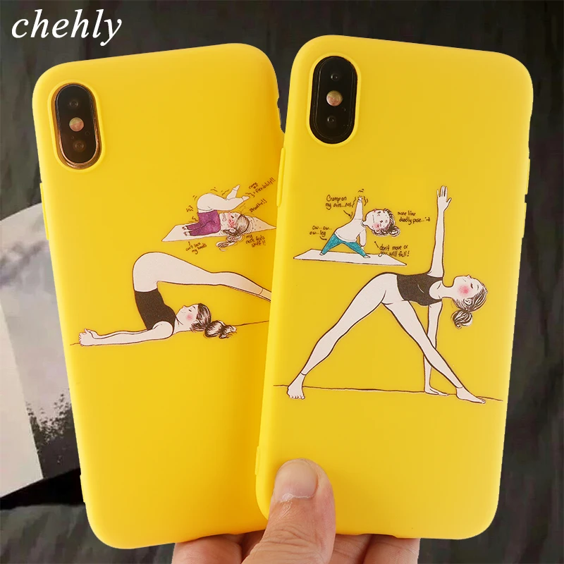 Забавный чехол для телефона Yoga girl iPhone X XR XS Max 8 7 6 S Plus Мультяшные Чехлы мягкий