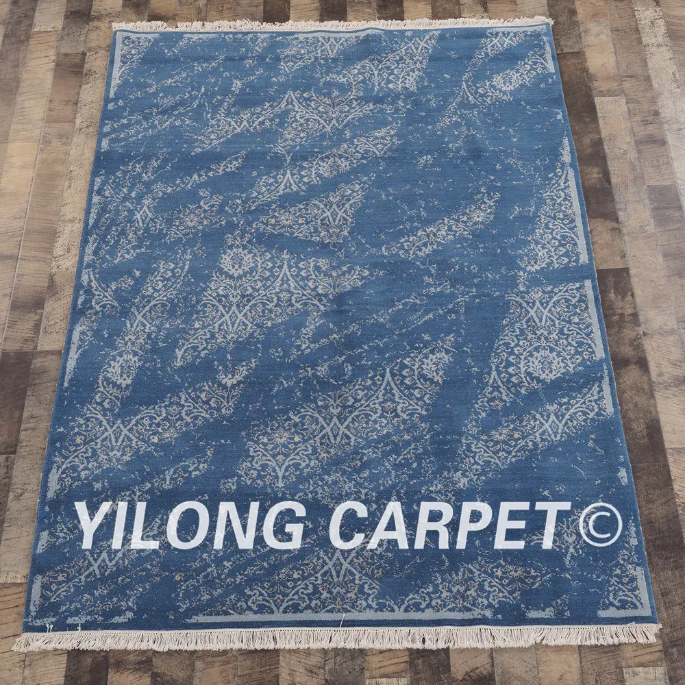 YILONG 5 'x 7' китайские шерстяные ковры с узлом ручной работы синий фон для
