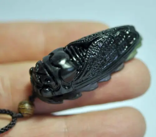 Изысканный старинный китайский нефрит ручной резной кулон Цикада|pendant|pendant jade |