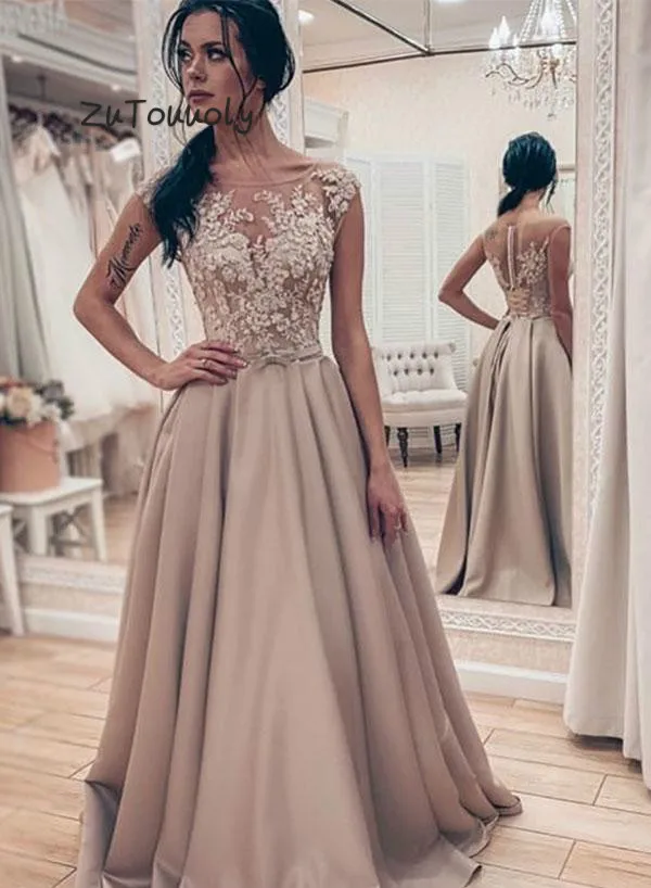 Vestidos de fiesta de noche длинные платья для выпускного вечера трапециевидные Прозрачные топы кружевное атласное длинное вечернее платье на молнии сзади для девочек