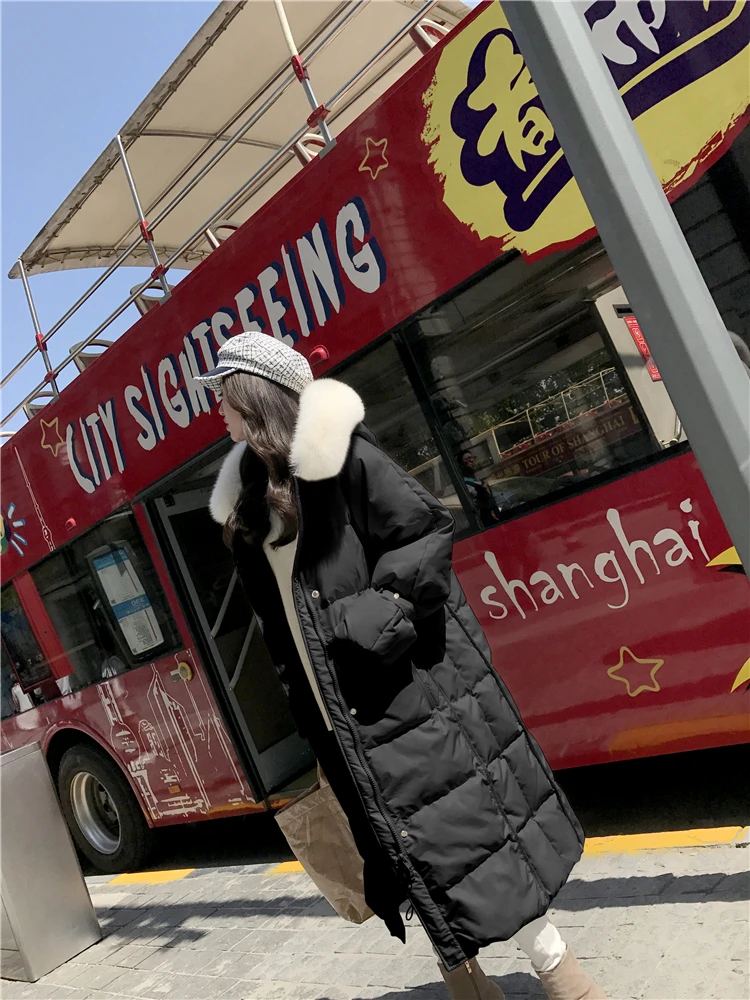 90% утиный пух, пальто, модный бренд, большой меховой воротник, пуховик, женский, зимний, с капюшоном, роскошный, длинный, теплый пуховик, wq449, Прямая поставка