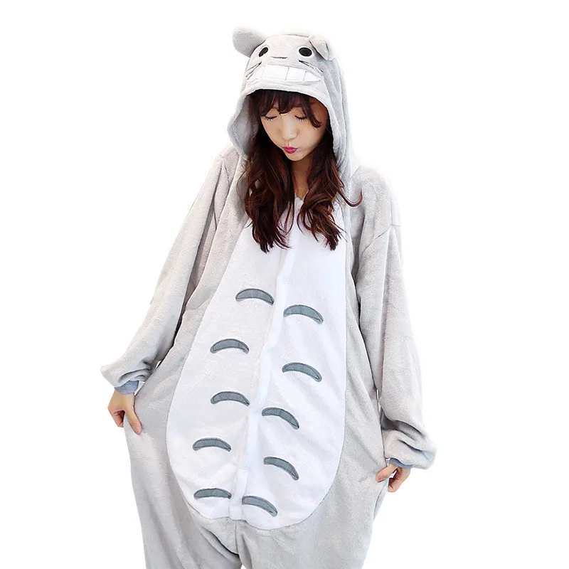 Kigurumi Totoro Neighbor Pajama Adult Animal Onesies for Women Men Couple Winter Pajamas Sleepwear Flannel Pijama pyjama
