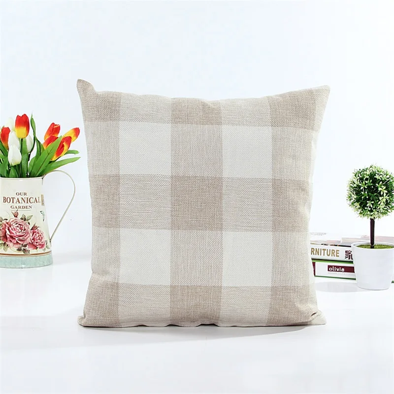 2 Платье в черно-белую клетку Подушка Чехол для подушки из льна автомобиля диван Чехлы на диванные подушки для дома декоративная подушка чехол размером 45*45 см - Цвет: 2