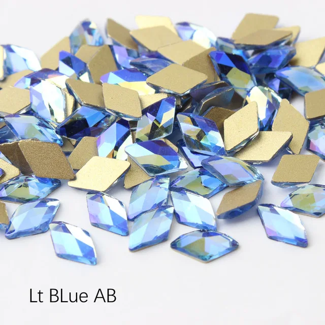 Lt Blue AB Новая распродажа, корейская мода, комплект 3D ногтей Стразы ромб 6X10 мм Flatback хрустальные камни, ручная работа, для художественного оформления ногтей - Цвет: Lt Blue AB