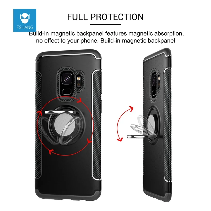Fshang для Samsung Galaxy S9 плюс Роскошные противоударный металлический корпус 360 палец