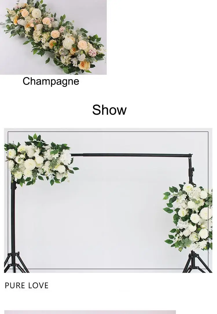 50cm Length DIY Arch Flower Row Silk Flower with Foam Acanthosphere Rose Peony Mix Flower for Wedding Backdrop Decoration