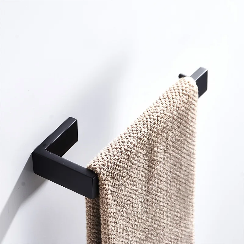 Towel ring Матовый черный набор из 304 нержавеющей стали для ванной комнаты, крючок для халата, полотенце, держатель для туалетной бумаги, аксессуары для ванной комнаты - Цвет: Towel ring